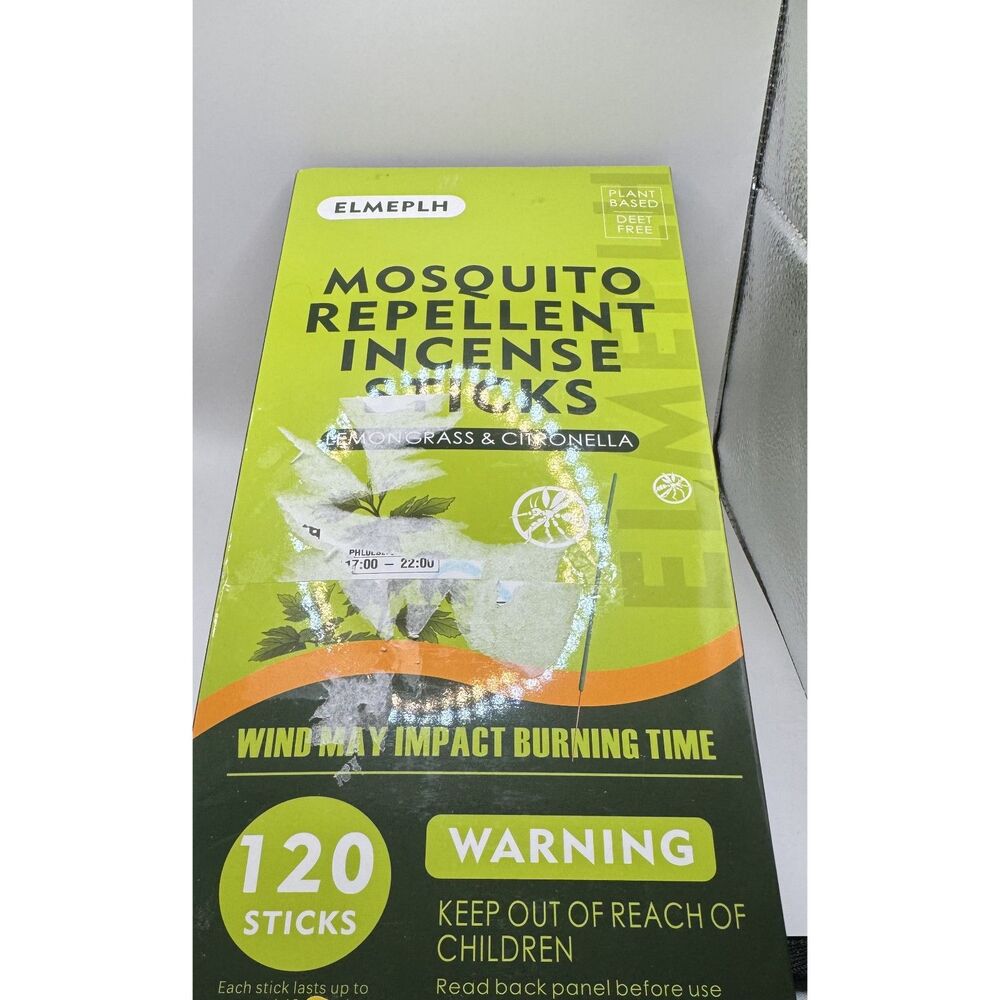 Mosquito Repellent Incense Sticks 120ct Lemongrass Citronella DEET Free